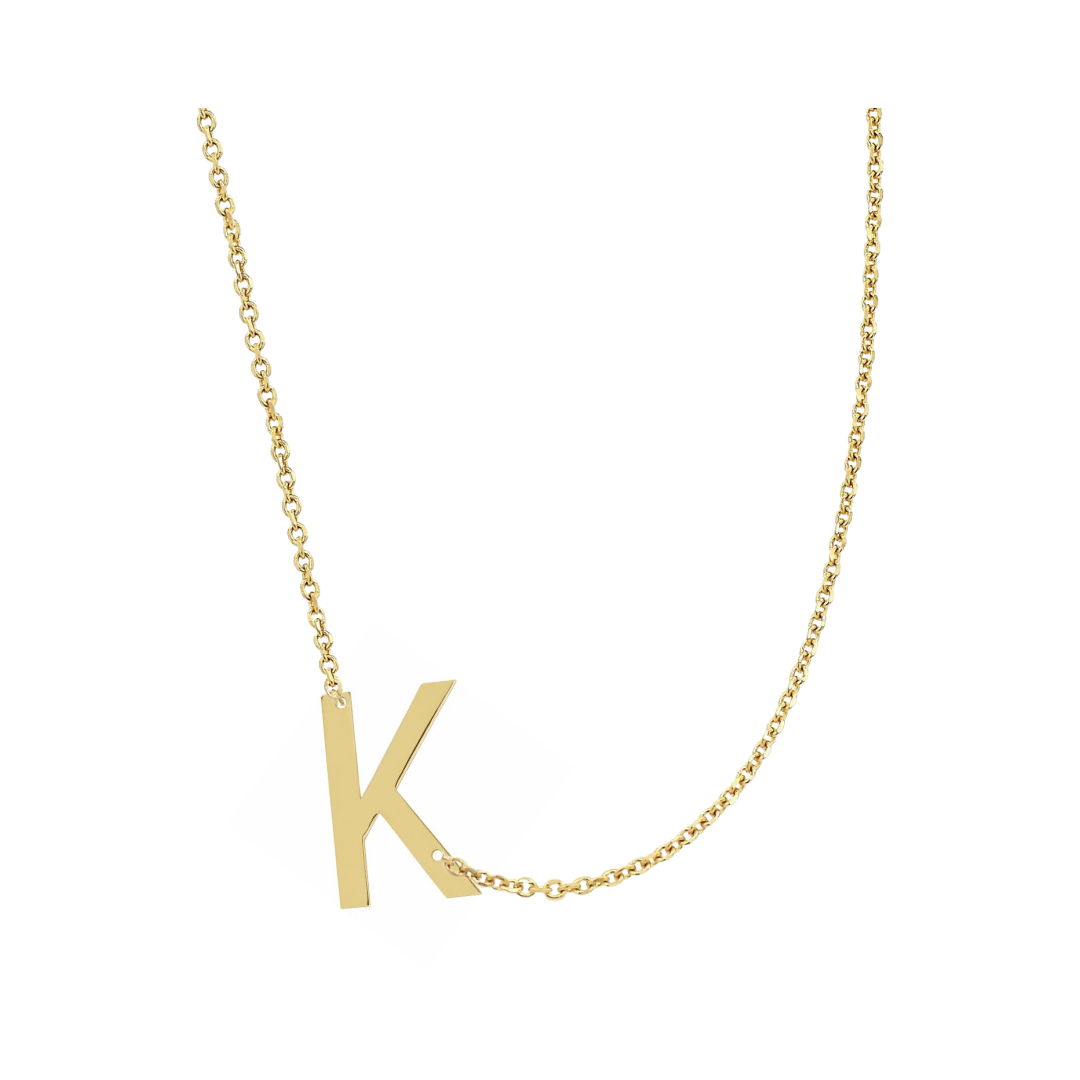 14KT GOLD SIDEWAYS INITIAL NECKLACE - K